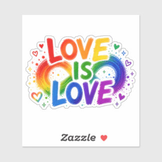 Liebe ist Liebe Regenbogen Herz Sticker mit ausges