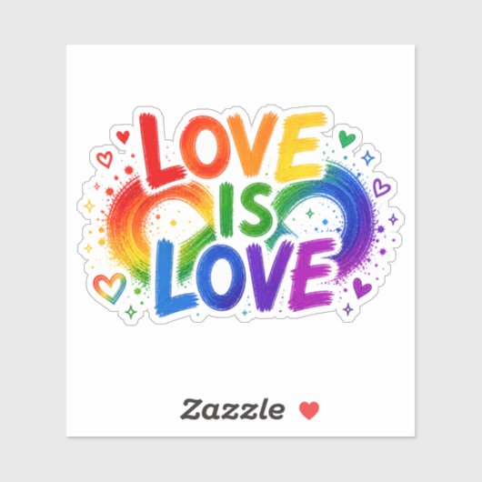 Liebe ist Liebe Regenbogen Herz Sticker mit ausges (Blatt)