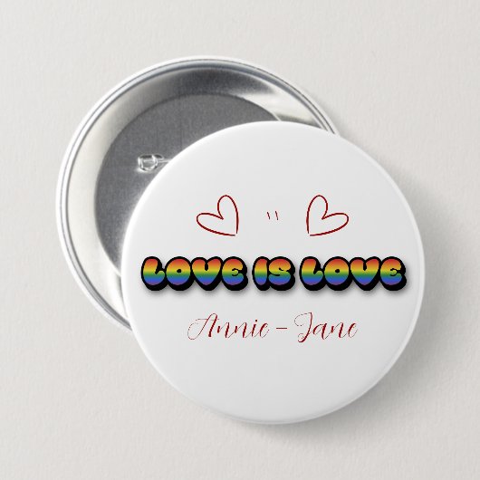 Liebe ist Liebe Regenbogen LGBTQ Button (Vorne & Hinten)