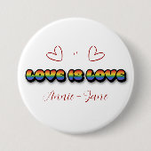 Liebe ist Liebe Regenbogen LGBTQ Button (Vorderseite)