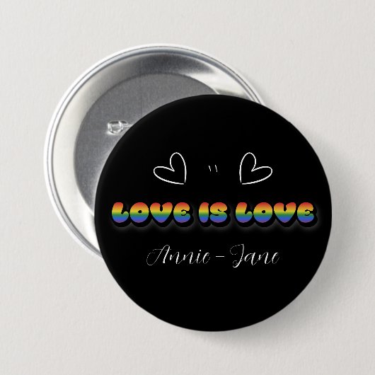 Liebe ist Liebe Regenbogen LGBTQ Button (Vorne & Hinten)