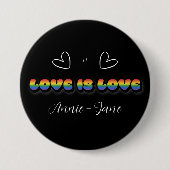 Liebe ist Liebe Regenbogen LGBTQ Button (Vorderseite)