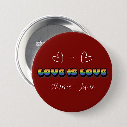 Liebe ist Liebe Regenbogen LGBTQ Button (Vorne & Hinten)