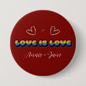 Liebe ist Liebe Regenbogen LGBTQ Button (Vorderseite)