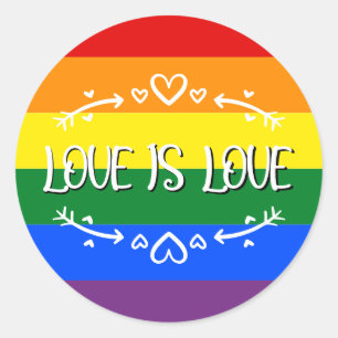 Liebe ist Liebe Regenbogen LGBTQ Stolz Runder Aufkleber