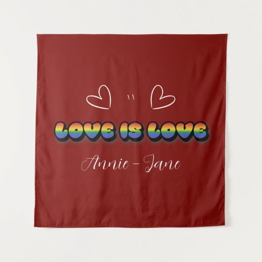 Liebe ist Liebe Regenbogen LGBTQ Wandteppich (Vorderseite)