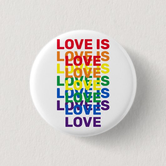 Liebe ist Liebe Regenbogen moderne Typografie Button (Vorderseite)