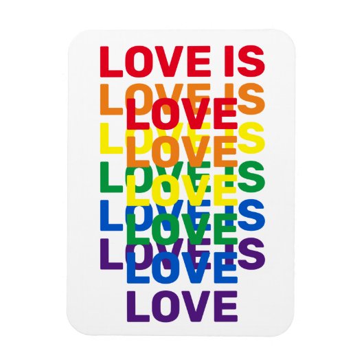 Liebe ist Liebe Regenbogen moderne Typografie cool Magnet (Vertikal)