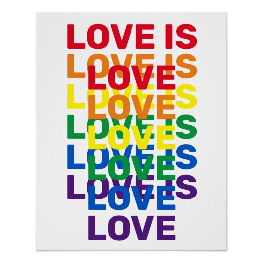 Liebe ist Liebe Regenbogen moderne Typografie cool Poster (Vorderseite)