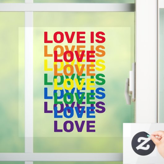 Liebe ist Liebe Regenbogen moderne Typografie Fensteraufkleber (Zuhause)