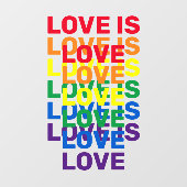Liebe ist Liebe Regenbogen moderne Typografie Fensteraufkleber (Blatt)