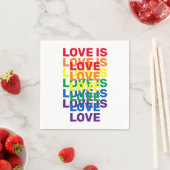 Liebe ist Liebe Regenbogen moderne Typografie Serviette (Beispiel)