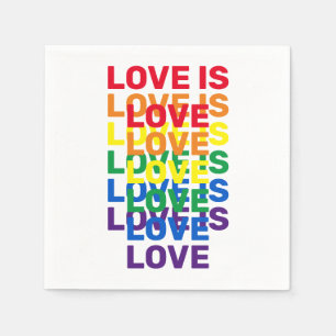 Liebe ist Liebe Regenbogen moderne Typografie Serviette