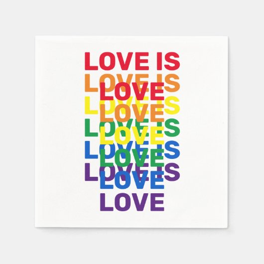 Liebe ist Liebe Regenbogen moderne Typografie Serviette (Vorderseite)