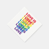 Liebe ist Liebe Regenbogen moderne Typografie Serviette (Ecke)