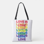 Liebe ist Liebe Regenbogen moderne Typografie Tasche (Rückseite)