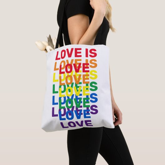 Liebe ist Liebe Regenbogen moderne Typografie Tasche (Von Nahem)