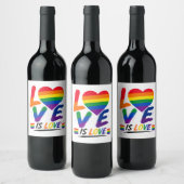 Liebe ist Liebe – Regenbogen-Pride-Pinsel-Design Weinetikett (Flaschen)