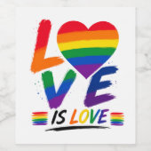 Liebe ist Liebe – Regenbogen-Pride-Pinsel-Design Weinetikett (Einzelnes Label)