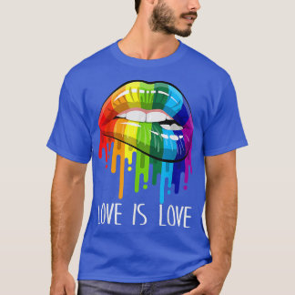 Liebe ist Liebe Regenbogen Sey Lippen Coole LGBT G T-Shirt