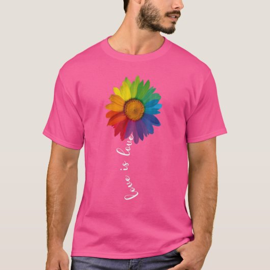 Liebe ist Liebe Regenbogen Sonnenblume schwul Lesb T-Shirt (Vorderseite)