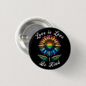 Liebe ist Liebe Regenbogen Sonnenblumen LGBT+ schw Button (Vorne & Hinten)