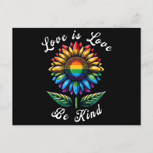 Liebe ist Liebe Regenbogen Sonnenblumen LGBT+ schw Feiertagspostkarte