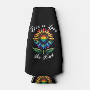 Liebe ist Liebe Regenbogen Sonnenblumen LGBT+ schw Flaschenkühler
