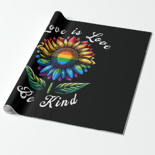 Liebe ist Liebe Regenbogen Sonnenblumen LGBT+ schw Geschenkpapier