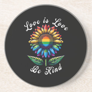 Liebe ist Liebe Regenbogen Sonnenblumen LGBT+ schw Getränkeuntersetzer