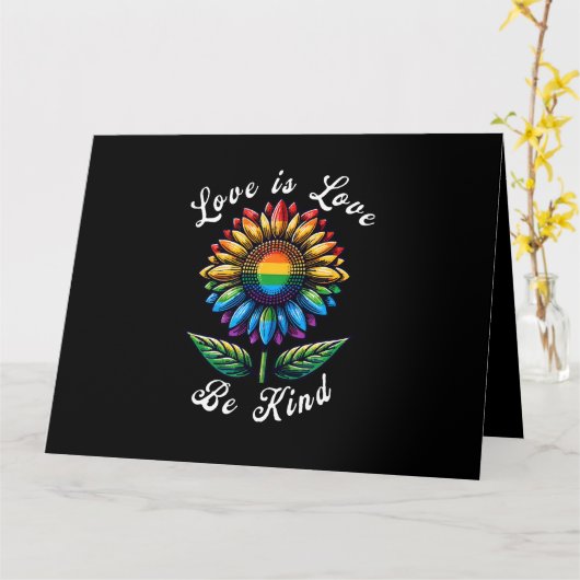 Liebe ist Liebe Regenbogen Sonnenblumen LGBT+ schw Karte (Gelbe Blume)