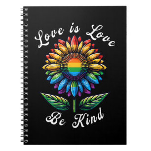 Liebe ist Liebe Regenbogen Sonnenblumen LGBT+ schw Notizblock