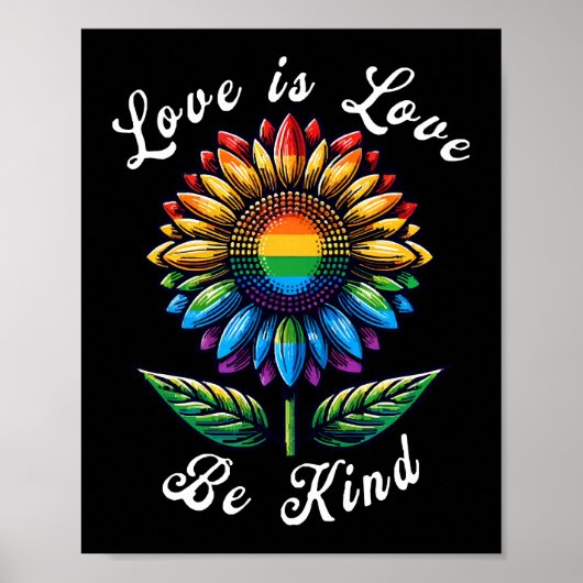 Liebe ist Liebe Regenbogen Sonnenblumen LGBT+ schw Poster (Vorne)
