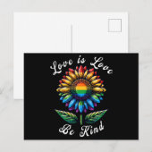Liebe ist Liebe Regenbogen Sonnenblumen LGBT+ schw Postkarte (Vorne/Hinten)
