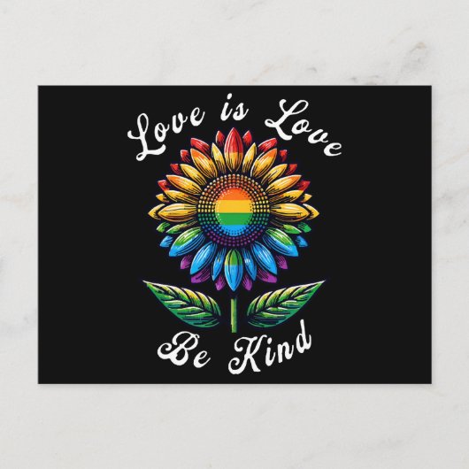 Liebe ist Liebe Regenbogen Sonnenblumen LGBT+ schw Postkarte (Vorderseite)