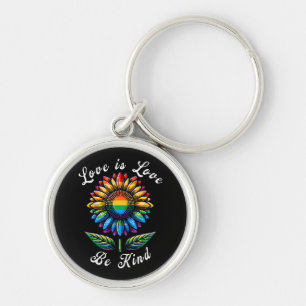 Liebe ist Liebe Regenbogen Sonnenblumen LGBT+ schw Schlüsselanhänger
