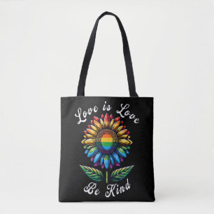Liebe ist Liebe Regenbogen Sonnenblumen LGBT+ schw Tasche