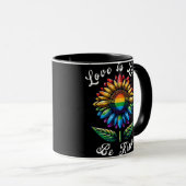 Liebe ist Liebe Regenbogen Sonnenblumen LGBT+ schw Tasse (VorderseiteRechts)