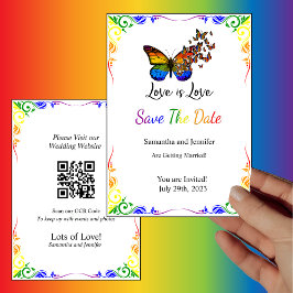 Liebe ist Liebe-Regenbogen-Thema Save the Date-Kar Einladung