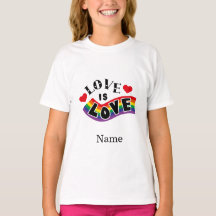 Liebe ist Liebe Regenbogenband-Typografie mit Herz