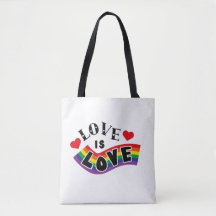 Liebe ist Liebe Regenbogenband-Typografie mit Herz