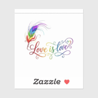Liebe ist Liebe Regenbogenfeder Geschlechtsneutral Aufkleber
