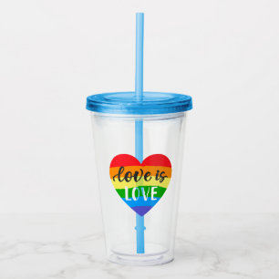 Liebe ist Liebe Regenbogenherz Acryltrinkbecher