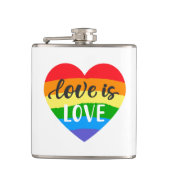Liebe ist Liebe Regenbogenherz Flachmann (Vorderseite)