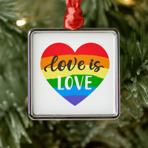 Liebe ist Liebe Regenbogenherz Ornament Aus Metall