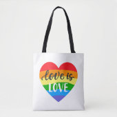 Liebe ist Liebe Regenbogenherz Tasche (Vorderseite)