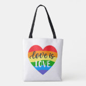 Liebe ist Liebe Regenbogenherz Tasche (Rückseite)