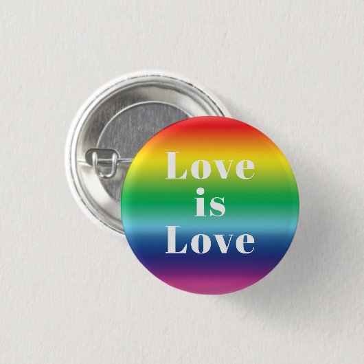 Liebe ist Liebe Regenbogenmuster Lgbtq Gay Pride Button (Vorne & Hinten)