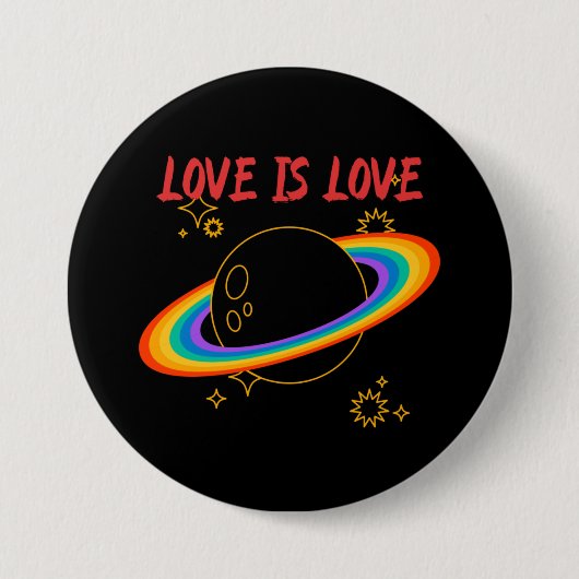 Liebe ist Liebe. Regenbogenplanet. LGBTQ + Stolz Button (Vorderseite)