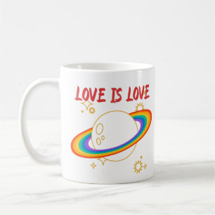Liebe ist Liebe. Regenbogenplanet. LGBTQ+ Stolz Kaffeetasse